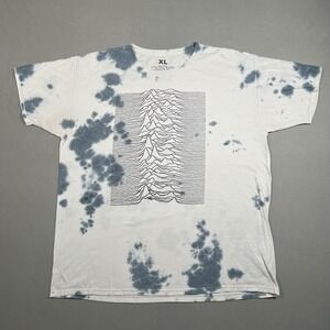 Joy Division Unknown Pleasures Tie Dye Graphic T-Shirt Mens XL White Gray